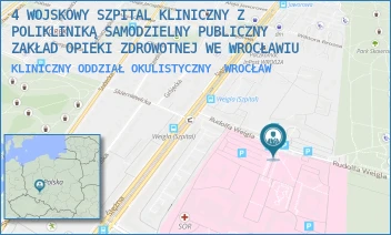KLINICZNY ODDZIAŁ OKULISTYCZNY - 4 WOJSKOWY SZPITAL KLINICZNY Z POLIKLINIKĄ SAMODZIELNY PUBLICZNY ZAKŁAD OPIEKI ZDROWOTNEJ WE WROCŁAWIU - UL. RUDOLFA WEIGLA 5,  WROCŁAW