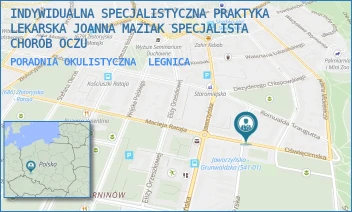 PORADNIA OKULISTYCZNA - INDYWIDUALNA SPECJALISTYCZNA PRAKTYKA LEKARSKA JOANNA MAZIAK SPECJALISTA CHORÓB OCZU - UL. OŚWIĘCIMSKA 8,  LEGNICA