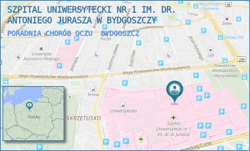 PORADNIA CHORÓB OCZU - SZPITAL UNIWERSYTECKI NR 1 IM. DR. ANTONIEGO JURASZA W BYDGOSZCZY - MARII SKŁODOWSKIEJ-CURIE 9,  BYDGOSZCZ