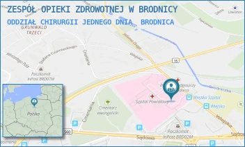 ODDZIAŁ CHIRURGII JEDNEGO DNIA - ZESPÓŁ OPIEKI ZDROWOTNEJ W BRODNICY - WIEJSKA 9,  BRODNICA