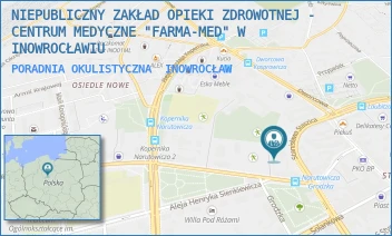 PORADNIA OKULISTYCZNA - NIEPUBLICZNY ZAKŁAD OPIEKI ZDROWOTNEJ - CENTRUM MEDYCZNE "FARMA-MED" W INOWROCŁAWIU - NARUTOWICZA 24, INOWROCŁAW