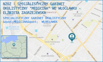 SPECJALISTYCZNY GABINET OKULISTYCZNY "MEDICINA" - NZOZ - SPECJALISTYCZNY GABINET OKULISTYCZNY "MEDICINA" WE WŁOCŁAWKU - ELŻBIETA ZAGRZEJEWSKA - CICHA 1/3,  WŁOCŁAWEK