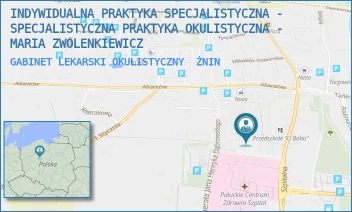 GABINET LEKARSKI OKULISTYCZNY - INDYWIDUALNA PRAKTYKA SPECJALISTYCZNA - SPECJALISTYCZNA PRAKTYKA OKULISTYCZNA - MARIA ZWOLENKIEWICZ - SZPITALNA 20G,  ŻNIN