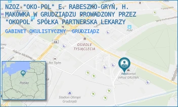 GABINET OKULISTYCZNY - NZOZ "OKO-POL" E. RABESZKO-GRYŃ, H. MAKÓWKA W GRUDZIĄDZU PROWADZONY PRZEZ "OKOPOL" SPÓŁKA PARTNERSKA LEKARZY - WARYŃSKIEGO 6,  GRUDZIĄDZ