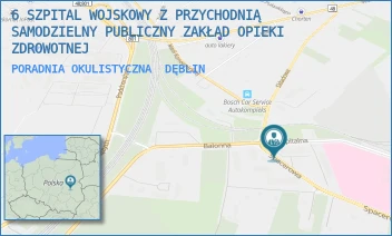PORADNIA OKULISTYCZNA - 6 SZPITAL WOJSKOWY Z PRZYCHODNIĄ SAMODZIELNY PUBLICZNY ZAKŁAD OPIEKI ZDROWOTNEJ - SZPITALNA 2,  DĘBLIN