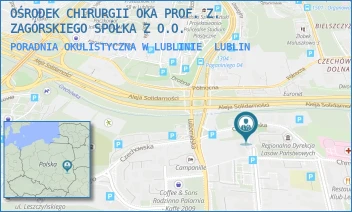 PORADNIA OKULISTYCZNA W LUBLINIE - OŚRODEK CHIRURGII OKA PROF. ZAGÓRSKIEGO W NAŁĘCZOWIE SPÓŁKA Z OGRANICZONĄ ODPOWIEDZIALNOŚCIĄ - SPOKOJNA 17/9,  LUBLIN
