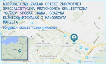 PORADNIA OKULISTYCZNA - NIEPUBLICZNY ZAKŁAD OPIEKI ZDROWOTNEJ SPECJALISTYCZNA PRZYCHODNIA OKULISTYCZNA "OCZKO" SPÓŁKA JAWNA, GRAŻYNA KUŹMICKA-MICHALAK I MAŁGORZATA MARZĘTA - AL. TYSIĄCLECIA 3 B,  KRAŚNIK