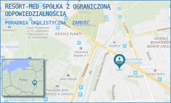 PORADNIA OKULISTYCZNA - RESORT-MED SPÓŁKA Z OGRANICZONĄ ODPOWIEDZIALNOŚCIĄ - PRYMASA ST. WYSZYŃSKIEGO 2,  ZAMOŚĆ
