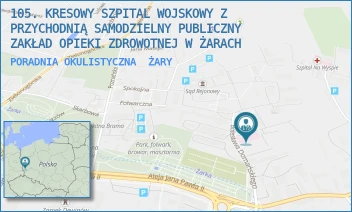 PORADNIA OKULISTYCZNA - 105. KRESOWY SZPITAL WOJSKOWY Z PRZYCHODNIĄ SAMODZIELNY PUBLICZNY ZAKŁAD OPIEKI ZDROWOTNEJ W ŻARACH - UL. DOMAŃSKIEGO 2,  ŻARY