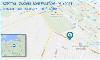 ODDZIAŁ OKULISTYCZNY - SZPITAL ZAKONU BONIFRATRÓW  W ŁODZI - KOSYNIERÓW GDYŃSKICH 61,  ŁÓDŹ-GÓRNA