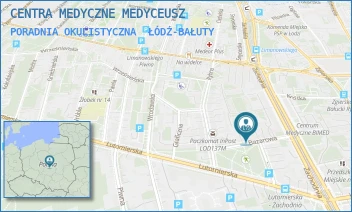 PORADNIA OKULISTYCZNA - CENTRA MEDYCZNE MEDYCEUSZ - UL. BAZAROWA 9,  ŁÓDŹ-BAŁUTY