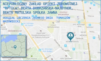ODDZIAŁ LECZENIA JEDNEGO DNIA - NIEPUBLICZNY ZAKŁAD OPIEKI ZDROWOTNEJ "OPTICA" BEATA DOBRZAŃSKA-NAJDYHOR, BEATA MATULSKA SPÓŁKA JAWNA - UL. ZAPIECEK 16,  TOMASZÓW MAZOWIECKI