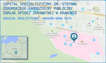 ODDZIAŁ OKULISTYCZNY - SZPITAL SPECJALISTYCZNY IM. STEFANA ŻEROMSKIEGO SAMODZIELNY PUBLICZNY ZAKŁAD OPIEKI ZDROWOTNEJ W KRAKOWIE - UL. OS. NA SKARPIE 66,  KRAKÓW-NOWA HUTA