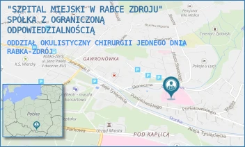 ODDZIAŁ OKULISTYCZNY CHIRURGII JEDNEGO DNIA - "SZPITAL MIEJSKI W RABCE ZDROJU" SPÓŁKA Z OGRANICZONĄ ODPOWIEDZIALNOŚCIĄ - UL. SŁONECZNA 3,  RABKA-ZDRÓJ