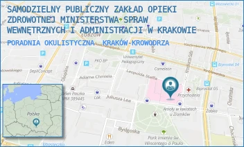 PORADNIA OKULISTYCZNA - SAMODZIELNY PUBLICZNY ZAKŁAD OPIEKI ZDROWOTNEJ MINISTERSTWA SPRAW WEWNĘTRZNYCH I ADMINISTRACJI W KRAKOWIE - UL. KRONIKARZA GALLA 25,  KRAKÓW-KROWODRZA