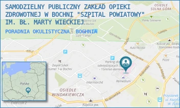 PORADNIA OKULISTYCZNA - SAMODZIELNY PUBLICZNY ZAKŁAD OPIEKI ZDROWOTNEJ W BOCHNI "SZPITAL POWIATOWY" IM. BŁ. MARTY WIECKIEJ - UL. KRAKOWSKA 31,  BOCHNIA