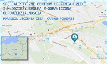 PORADNIA LECZENIA ZEZA - SPECJALISTYCZNE CENTRUM LECZENIA DZIECI I MŁODZIEŻY SPÓŁKA Z OGRANICZONĄ ODPOWIEDZIALNOŚCIĄ - UL. WIELICKA 25,  KRAKÓW-PODGÓRZE