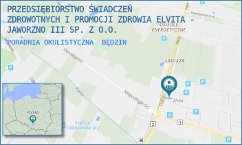 PORADNIA OKULISTYCZNA - PRZEDSIĘBIORSTWO ŚWIADCZEŃ ZDROWOTNYCH I PROMOCJI ZDROWIA ELVITA - JAWORZNO III SP. Z O.O. - UL. POKOJU 14,  BĘDZIN
