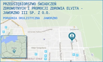 PORADNIA OKULISTYCZNA - PRZEDSIĘBIORSTWO ŚWIADCZEŃ ZDROWOTNYCH I PROMOCJI ZDROWIA ELVITA - JAWORZNO III SP. Z O.O. - UL. PARTYZANTÓW 9,  JAWORZNO