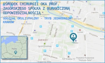 ODDZIAŁ OKULISTYCZNY - TRYB JEDNODNIOWY - OŚRODEK CHIRURGII OKA PROF. ZAGÓRSKIEGO SPÓŁKA Z OGRANICZONĄ ODPOWIEDZIALNOŚCIĄ - UL. LUDWIKA SOLSKIEGO 7B, 7C,  KRAKÓW
