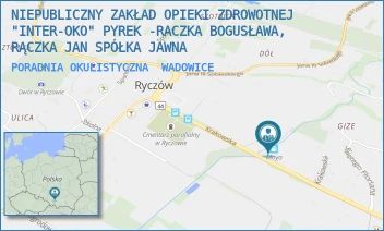 PORADNIA OKULISTYCZNA - NIEPUBLICZNY ZAKŁAD OPIEKI ZDROWOTNEJ "INTER-OKO" PYREK -RACZKA BOGUSŁAWA, RĄCZKA JAN SPÓŁKA JAWNA - UL. KRAKOWSKA 1,  WADOWICE