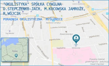 PORADNIA OKULISTYCZNA - "OKULISTYKA" SPÓŁKA CYWILNA D.STEPCZENKO-JACH, M.KOCOWSKA JAMROŻY, R.WÓJCIK - UL. ŻWIRKI I WIGURY 17,  MYŚLENICE