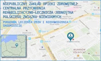 PORADNIA LECZENIA ZEZA I NIEDOWIDZENIA - NIEPUBLICZNY ZAKŁAD OPIEKI ZDROWOTNEJ CENTRALNA PRZYCHODNIA REHABILITACYJNO-LECZNICZA JEDNOSTKA POLSKIEGO ZWIĄZKU NIEWIDOMYCH - KARMELICKA 26,  ŚRÓDMIEŚCIE