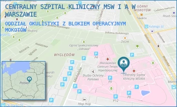 ODDZIAŁ OKULISTYKI Z BLOKIEM OPERACYJNYM - CENTRALNY SZPITAL KLINICZNY MSW I A W WARSZAWIE - WOŁOSKA 137,  MOKOTÓW