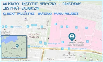 KLINIKA OKULISTYKI - WOJSKOWY INSTYTUT MEDYCZNY - PAŃSTWOWY INSTYTUT BADAWCZY - SZASERÓW 128,  WARSZAWA PRAGA-POŁUDNIE