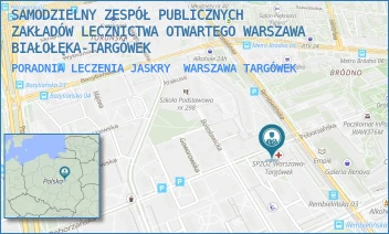 PORADNIA LECZENIA JASKRY - SAMODZIELNY ZESPÓŁ PUBLICZNYCH ZAKŁADÓW LECZNICTWA OTWARTEGO WARSZAWA BIAŁOŁĘKA-TARGÓWEK - POBORZAŃSKA 6,  WARSZAWA TARGÓWEK