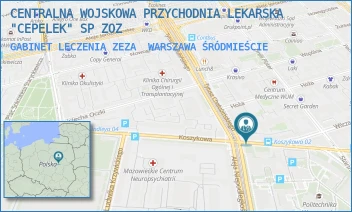 GABINET LECZENIA ZEZA - CENTRALNA WOJSKOWA PRZYCHODNIA LEKARSKA "CEPELEK" SP ZOZ - KOSZYKOWA 78,  WARSZAWA ŚRÓDMIEŚCIE