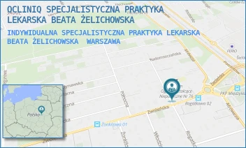 INDYWIDUALNA SPECJALISTYCZNA PRAKTYKA LEKARSKA BEATA ŻELICHOWSKA - OCLINIQ SPECJALISTYCZNA PRAKTYKA LEKARSKA BEATA ŻELICHOWSKA - ZWOLEŃSKA 127/6,  WARSZAWA