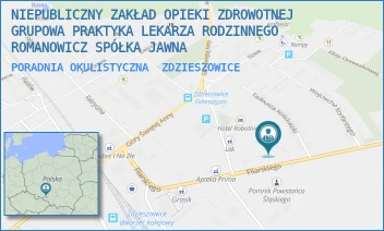 PORADNIA OKULISTYCZNA - NIEPUBLICZNY ZAKŁAD OPIEKI ZDROWOTNEJ GRUPOWA PRAKTYKA LEKARZA RODZINNEGO ROMANOWICZ SPÓŁKA JAWNA - UL. FILARSKIEGO 19,  ZDZIESZOWICE