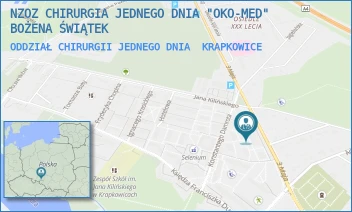 ODDZIAŁ CHIRURGII JEDNEGO DNIA - NZOZ CHIRURGIA JEDNEGO DNIA "OKO-MED" BOŻENA ŚWIĄTEK - UL. 3 MAJA 30,  KRAPKOWICE