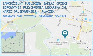 PORADNIA OKULISTYCZNA - SAMODZIELNY PUBLICZNY ZAKŁAD OPIEKI ZDROWOTNEJ PRZYCHODNIA LEKARSKA IM. MARII ORLIKOWSKIEJ - PŁACZEK - UL. GEN. JÓZEFA HALLERA 21,  STAROGARD GDAŃSKI