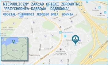 ODDZIAŁ CHIRURGII JEDNEGO DNIA - NIEPUBLICZNY ZAKŁAD OPIEKI ZDROWOTNEJ "PRZYCHODNIA DĄBROWA -DĄBRÓWKA" - UL. SOJOWA 33C,  GDYNIA
