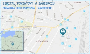 PORADNIA OKULISTYCZNA - SZPITAL POWIATOWY W ZAWIERCIU - UL. JÓZEFA PIŁSUDSKIEGO 80,  ZAWIERCIE