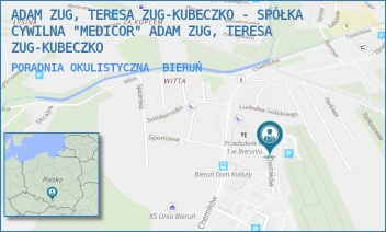 PORADNIA OKULISTYCZNA - ADAM ZUG, TERESA ZUG-KUBECZKO - SPÓŁKA CYWILNA "MEDICOR" ADAM ZUG, TERESA ZUG-KUBECZKO - UL. CHEMIKÓW 37,  BIERUŃ
