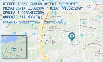 PORADNIA OKULISTYCZNA - NIEPUBLICZNY ZAKŁAD OPIEKI ZDROWOTNEJ PRZYCHODNIA LEKARSKA "TRZECH WIESZCZÓW" SPÓŁKA Z OGRANICZONĄ ODPOWIEDZIALNOŚCIĄ - UL. ZANA 6,  CZĘSTOCHOWA