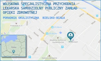 PORADNIA OKULISTYCZNA - WOJSKOWA SPECJALISTYCZNA PRZYCHODNIA LEKARSKA SAMODZIELNY PUBLICZNY ZAKŁAD OPIEKI ZDROWOTNEJ - UL. WILLOWA 2A,  BIELSKO-BIAŁA