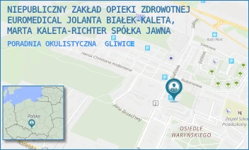 PORADNIA OKULISTYCZNA - NIEPUBLICZNY ZAKŁAD OPIEKI ZDROWOTNEJ EUROMEDICAL JOLANTA BIAŁEK-KALETA, MARTA KALETA-RICHTER SPÓŁKA JAWNA - UL. SZAFIROWA 18,  GLIWICE