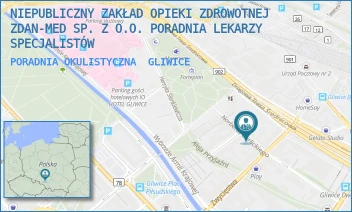 PORADNIA OKULISTYCZNA - NIEPUBLICZNY ZAKŁAD OPIEKI ZDROWOTNEJ ZDAN-MED SP. Z O.O. PORADNIA LEKARZY SPECJALISTÓW - UL. BARLICKIEGO 10,  GLIWICE