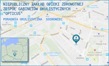 PORADNIA OKULISTYCZNA - NIEPUBLICZNY ZAKŁAD OPIEKI ZDROWOTNEJ ZESPÓŁ GABINETÓW OKULISTYCZNYCH "OPTICUS" - UL. TEATRALNA 3,  SOSNOWIEC
