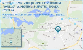 PORADNIA OKULISTYCZNA DLA DOROSŁYCH I DZIECI - NIEPUBLICZNY ZAKŁAD OPIEKI ZDROWOTNEJ "OKULUS" A.MROTEK, B.MROTEK SPÓŁKA CYWILNA - UL. CHROBREGO 19,  PSZCZYNA
