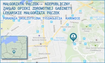 PORADNIA OKULISTYCZNA_TYSIACLECIA - MAŁGORZATA PĄCZEK - NIEPUBLICZNY ZAKŁAD OPIEKI ZDROWOTNEJ GABINETY LEKARSKIE MAŁGORZATA PĄCZEK - UL. TYSIĄCLECIA 101,  KATOWICE