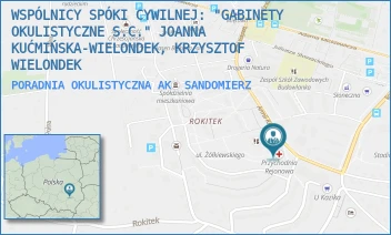 PORADNIA OKULISTYCZNA AK - WSPÓLNICY SPÓKI CYWILNEJ: "GABINETY OKULISTYCZNE S.C." JOANNA KUĆMIŃSKA-WIELONDEK, KRZYSZTOF WIELONDEK - ARMII KRAJOWEJ 3,  SANDOMIERZ