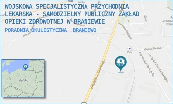 PORADNIA OKULISTYCZNA - WOJSKOWA SPECJALISTYCZNA PRZYCHODNIA LEKARSKA SAMODZIELNY PUBLICZNY ZAKŁAD OPIEKI ZDROWOTNEJ W BRANIEWIE - STEFCZYKA 11,  BRANIEWO