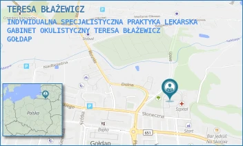 INDYWIDUALNA SPECJALISTYCZNA PRAKTYKA LEKARSKA GABINET OKULISTYCZNY TERESA BŁAŻEWICZ - TERESA BŁAŻEWICZ - SŁONECZNA 9,  GOŁDAP