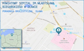 PORADNIA OKULISTYCZNA - POWIATOWY SZPITAL IM.WŁADYSŁAWA BIEGAŃSKIEGO W IŁAWIE - GEN. WŁADYSŁAWA ANDERSA 3,  IŁAWA