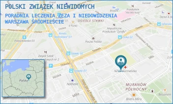 PORADNIA LECZENIA ZEZA I NIEDOWIDZENIA - POLSKI ZWIĄZEK NIEWIDOMYCH - KARMELICKA 26,  WARSZAWA ŚRÓDMIEŚCIE